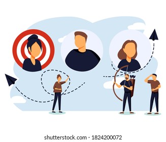 Vector business graph, employee choice, business company is looking for an employee for work, flat color icons. creative illustrations, businessmen are considering a resume.