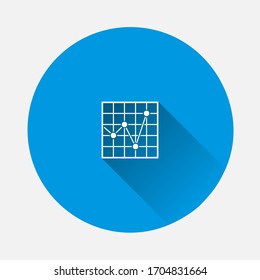 Vector business graph icon on blue background. Flat image with long shadow.