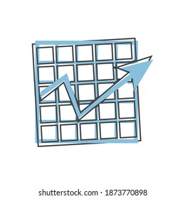 Vector business graph icon on cartoon style on white isolated background.