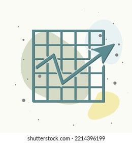 Vector business graph icon on multicolored background. Layers grouped for easy editing illustration. For your design.