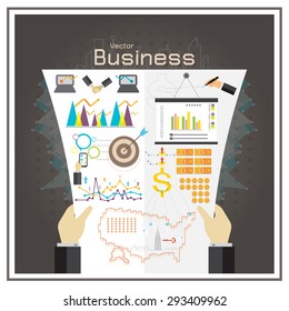 vector business graph investment map usa money report vector