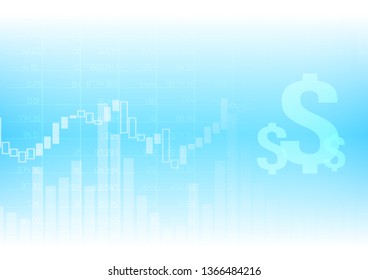 Vector : Business graph on blue grid background