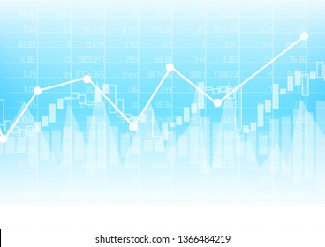 Vector : Business graph on blue grid background