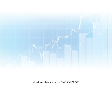 Vector : Gráfico de negocios sobre fondo azul y blanco