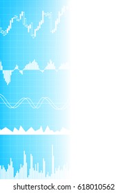 Vector : Business graph on blue grid background