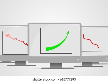 Vector : Business graph on computer monitor
