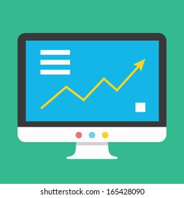 Vector Business Graph on Display Icon