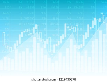 Vector : Business graph with stock board on blue background