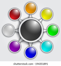 Vector business graphic template with rainbow color circles