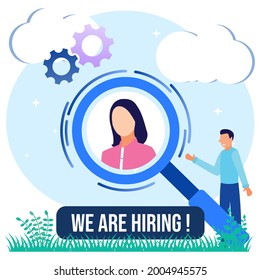 Vector business graphics, open vacancies, companies and business corporations looking for employees for jobs, flat color icons, creative illustrations, employers are considering resumes - Vector.
