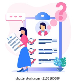Vector business graphics, open vacancies, companies and business corporations looking for employees for jobs, flat color icons, creative illustrations, employers are considering resumes - Vector.