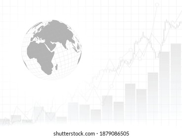 Vector : Business graphs with world on white background