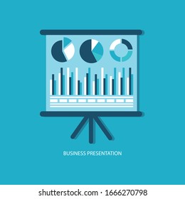 Icono de presentación de gráfico de crecimiento empresarial de vectores
