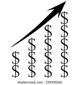 Vector Business Growing Chart Presentation Icon on a grey background