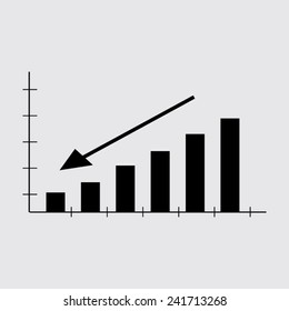 Vector Business Growing Chart Presentation Icon on a grey background
