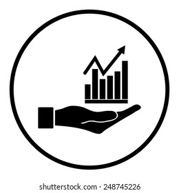 Vector Business Growing Chart Presentation Icon in hand - vector icon
