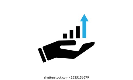 Vetor Business Crescente Gráfico Apresentação Ícone na mão no fundo branco.