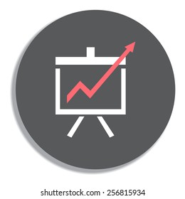 Vector Business Growing Chart Presentation Icon on a grey background