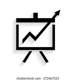 Vector Business Growing Chart Presentation Icon with shadow