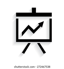 Vector Business Growing Chart Presentation Icon with shadow
