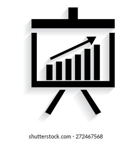 Vector Business Growing Chart Presentation Icon with shadow