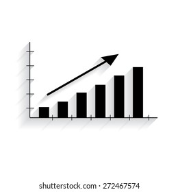 Vector Business Growing Chart Presentation Icon with shadow