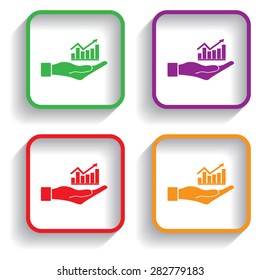 Vector Business Growing Chart Presentation Icon in hand - vector icon