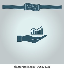 Vector Business Growing Chart Presentation Icon in hand - vector icon