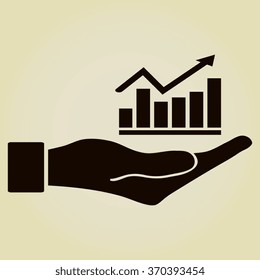 Vector Business Growing Chart Presentation Icon in hand - vector icon