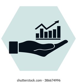 Vector Business Growing Chart Presentation Icon in hand - vector icon