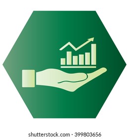 Vector Business Growing Chart Presentation Icon in hand - vector icon