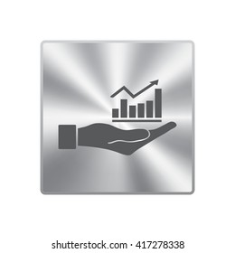Vector Business Growing Chart Presentation Icon in hand - vector icon