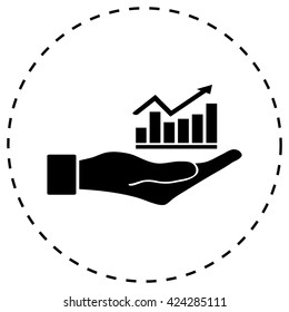 Vector Business Growing Chart Presentation Icon in hand - vector icon