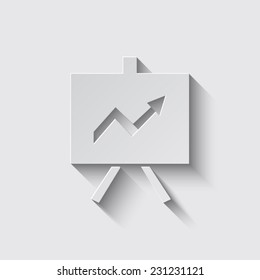 Vector Business Growing Chart with shadow on a grey background