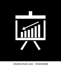 Vector Business Growing down Chart Presentation Icon  on a black background