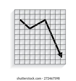 Vector Business Growing down Chart Presentation Icon with shadow