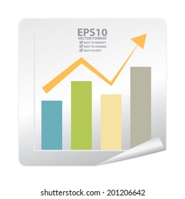 Vector : Business Growth Chart Icon or Label Isolated on White Background