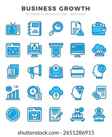 Vector Business Growth types icon set in Two Color style. vector illustration.
