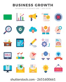 Vector Business Growth types icon set in Flat style. vector illustration.
