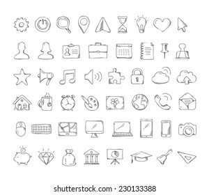 Vector Business Hand Drawn Doodle Icon Set