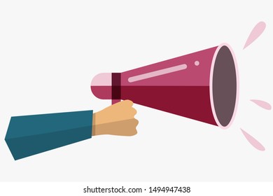 vector of business hand man holding megaphone speaker