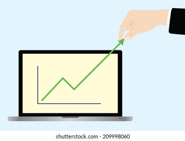 vector of business hand picjing up a graph