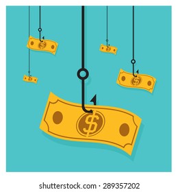 vector Business Vector hook icon dollar cash pile of money 