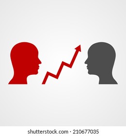 Vector of business humans with chart arrows.