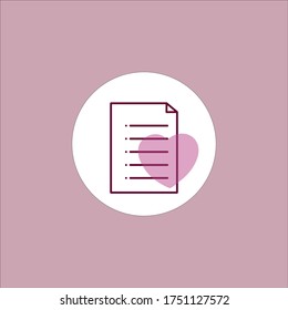Vector business icon for assortment, schedule made with love and care. List and heart. Wish list