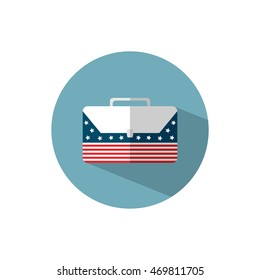 vector, business icon, briefcase with American flag, flat