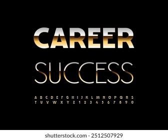 Vector business icon Career Success. Trendy Gold Font. Elite Alphabet Letters and Numbers set.