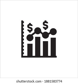 Vector Business Icon Design Graphic Template Style Glyph - Line Chart Symbol
