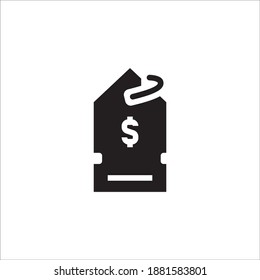 Símbolo del estilo gráfico de plantilla de diseño de icono empresarial de vectores Glifo - símbolo de etiqueta de precio