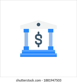 Vector Business Icon Design Graphic Template Flat Colored - Bank Symbol